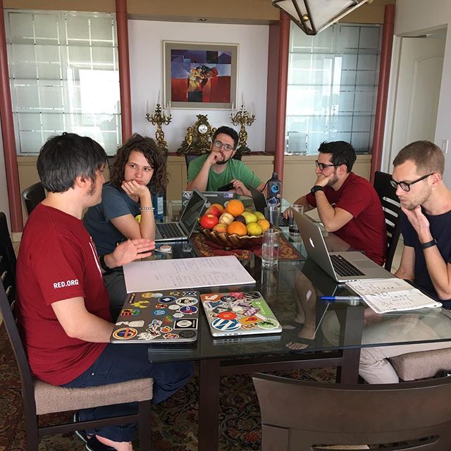 Javi, Valerie, Rocco, Joey, and Rick doing a bit of work and discussion.