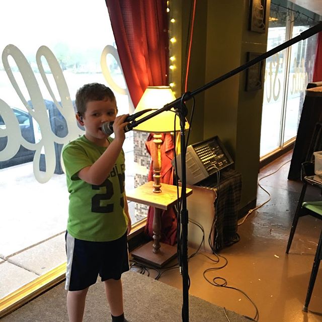 Hero singing at Anthony’s birthday party. The mic wasn’t hooked up ?