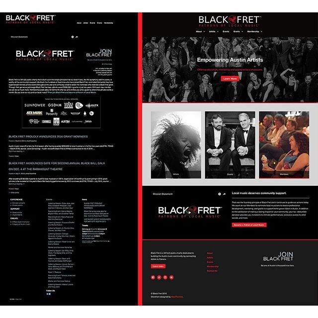 Before and after Black Fret home page after #do_action!