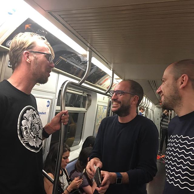 Team Podeidon on a train in NYC.