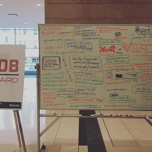 If you’re looking for cool places to work with #wordpress, the #wcus jobs board seems packed! Also, Automattic.com/work-with-us