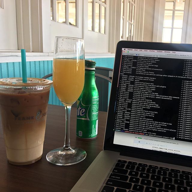 Mimosa, coffee, and code.